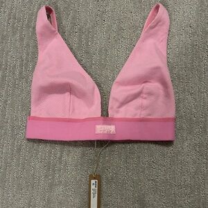 Skims COTTON RIB PLUNGE BRALETTE | BUBBLE GUM